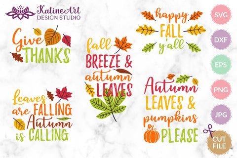 Fall Svg Bundle Thanksgiving Svg Fall sayings svg Autumn Quotes SVG KatineArt 