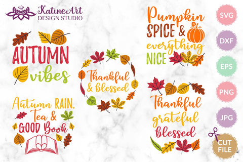 Fall Svg Bundle Thanksgiving Svg Fall sayings svg Autumn Quotes SVG KatineArt 