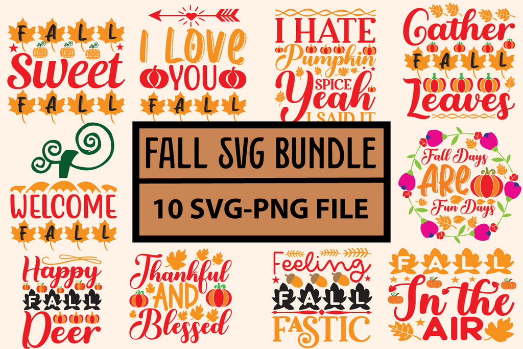 Fall SVG Bundle,Cut file,PNG,Cricut - So Fontsy