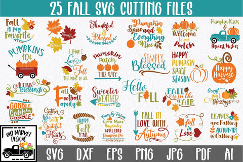 Fall SVG Cut File Bundle - Includes Autumn 25 Designs SVG Old Market 
