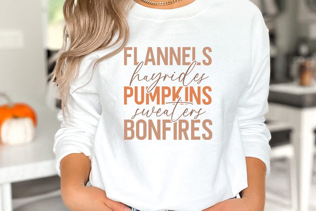 Fall SVG Design, flannels hayrides pumpkins sweaters bonfires SVG FiveStarCrafting 