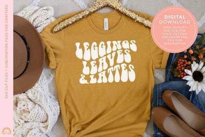 Fall SVG Design Leggings Leaves and Lattes SVG File HM SVG Pixel Sublimation 