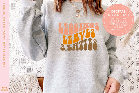 Fall SVG Design Leggings Leaves and Lattes SVG File HM SVG Pixel Sublimation 