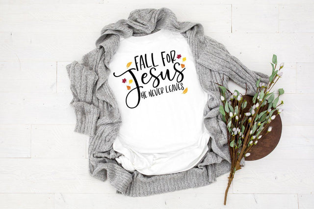 Fall SVG- Fall For Jesus He Never Leave SVG SVG Simply Cutz 