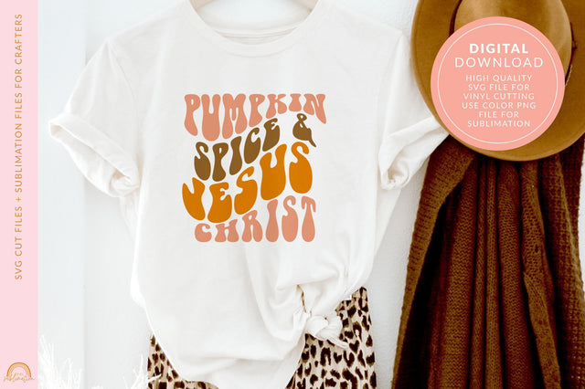 Fall SVG File Pumpkin Spice and Jesus Christ Design HM SVG Pixel Sublimation 