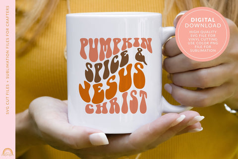 Fall SVG File Pumpkin Spice and Jesus Christ Design HM SVG Pixel Sublimation 