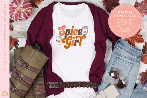 Fall SVG File with Spice Girl and Pumpkin Spice Coffee Design SVG Pixel Sublimation 