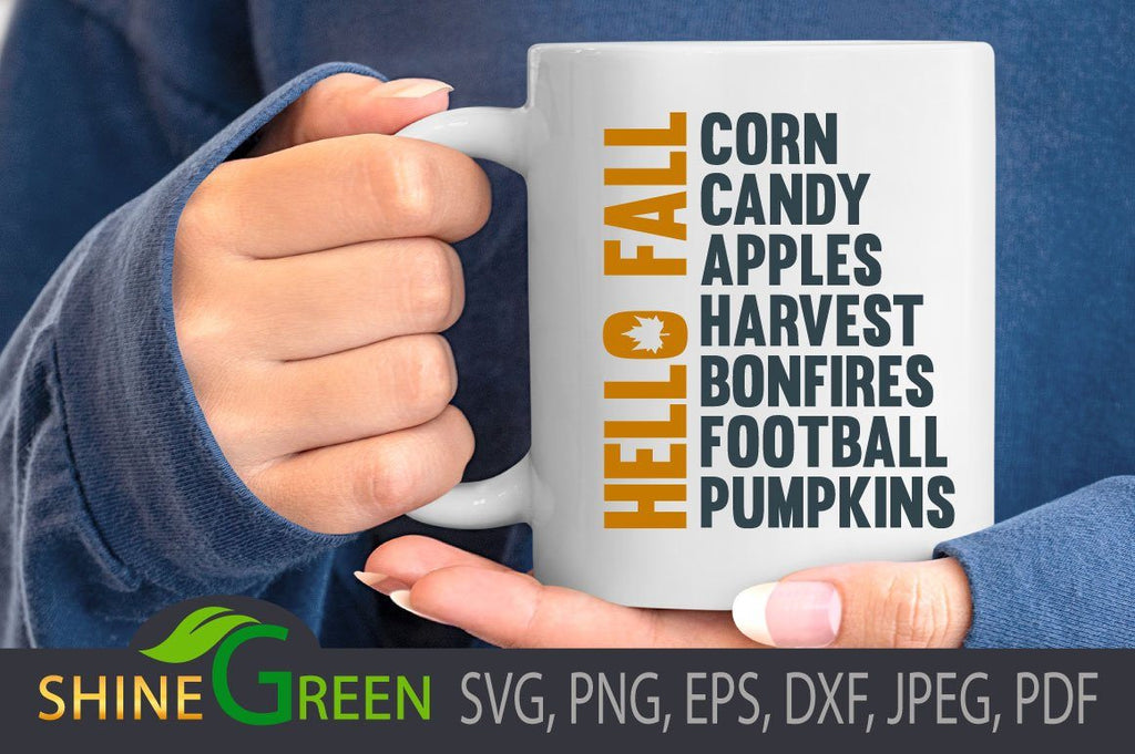 Hello Fall SVG Pumpkin Football Word Art - Cricut - So Fontsy
