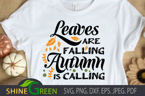 Fall SVG - Leaves Falling Autumn Calling SVG Shine Green Art 