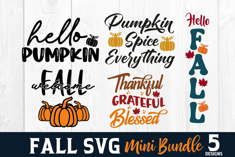 Fall SVG Mini Bundle with 5 Autumn Designs SVG Shine Green Art 