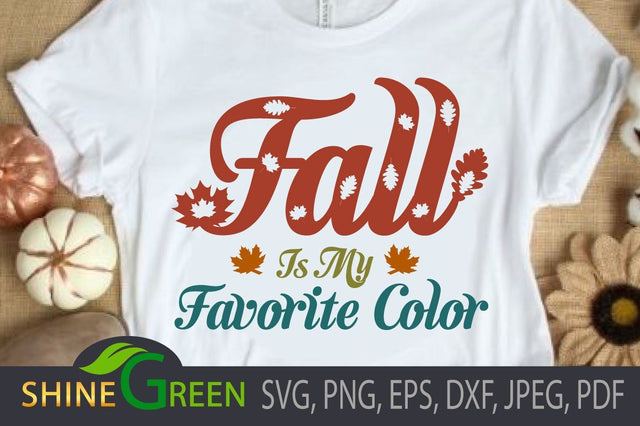 Fall SVG - My Favorite Color - Vintage, Oak Leaves SVG Shine Green Art 