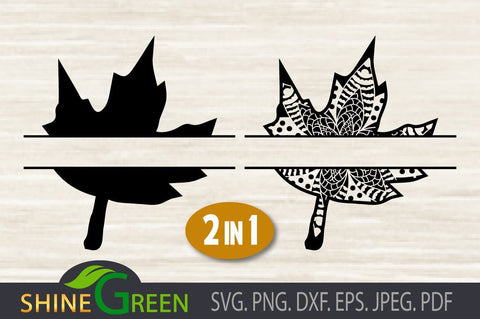Fall SVG - Oak Mandala Monogram Frames DXF PNG SVG Shine Green Art 