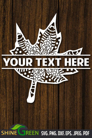 Fall SVG - Oak Mandala Monogram Frames DXF PNG SVG Shine Green Art 