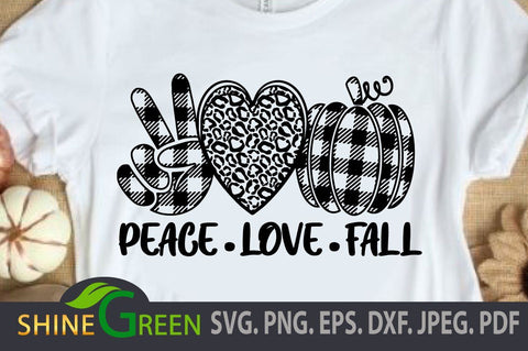 Fall SVG Peace Love Pumpkin Plaid Animal Print SVG Shine Green Art 