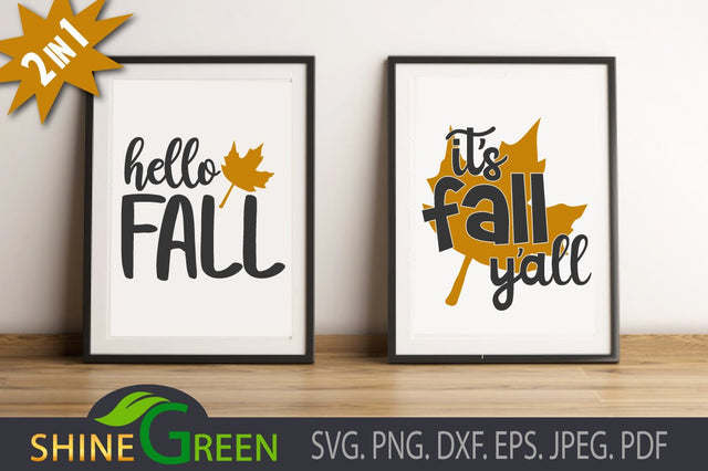 Fall SVG PNG- 2 Designs Set - Harvest Season SVG Shine Green Art 