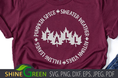 Fall SVG - Pumpkin Spice, Sweater Weather, Autumn Vibes, Falling Leaves - DXF, EPS SVG Shine Green Art 