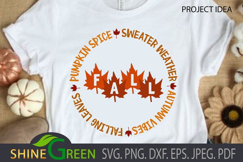 Fall SVG - Pumpkin Spice, Sweater Weather, Autumn Vibes, Falling Leaves - DXF, EPS SVG Shine Green Art 