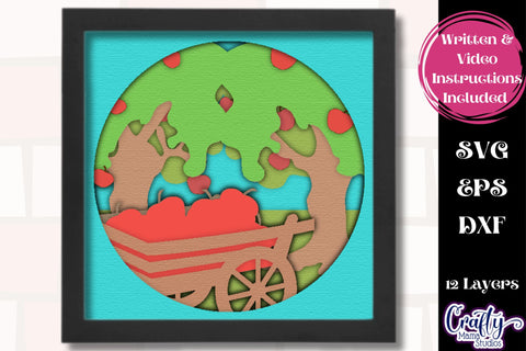 Fall Svg Shadow Box, 3D Layered Apple Orchard Cut File SVG Crafty Mama Studios 