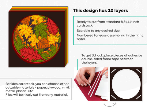 Fall svg, Shadow box svg, Fall leaves svg, autumn svg, laser cut files, cnc files for wood, 3d svg, glowforge file, leaf svg, hello fall 3D Paper CutLeafSvg 