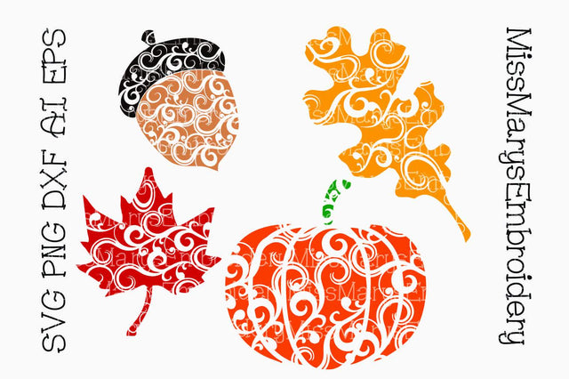 Fall Swirls SVG MissMarysEmbroidery 