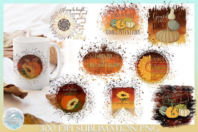 Fall T-Shirt Design Bundle | Autumn Quotes for Sublimation Sublimation Harbor Grace Designs 