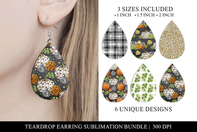 Fall Teardrop Earring Sublimation, Autumn Teardrop Earring Sublimation BijouBay 