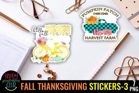 Fall Thanksgiving Stickers 2- Printable Stickers for Fall Sublimation Happy Printables Club 