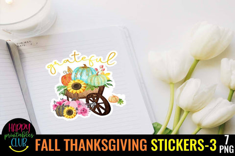 Fall Thanksgiving Stickers 2- Printable Stickers for Fall Sublimation Happy Printables Club 