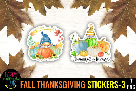 Fall Thanksgiving Stickers 2- Printable Stickers for Fall Sublimation Happy Printables Club 