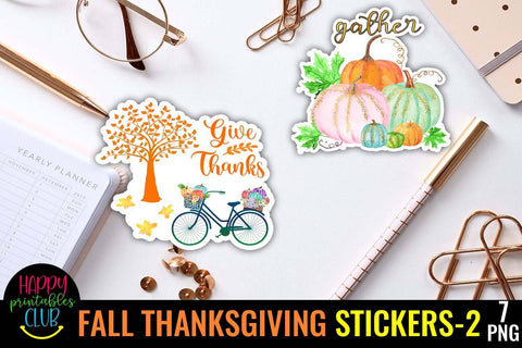 Fall Thanksgiving Stickers 3- Printable Stickers for Fall Sublimation Happy Printables Club 