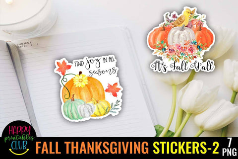 Fall Thanksgiving Stickers 3- Printable Stickers for Fall Sublimation Happy Printables Club 