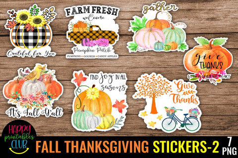 Fall Thanksgiving Stickers 3- Printable Stickers for Fall Sublimation Happy Printables Club 