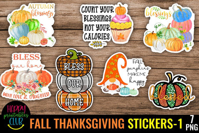 Fall Thanksgiving Stickers- Printable Stickers for Fall Sublimation Happy Printables Club 