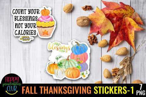 Fall Thanksgiving Stickers- Printable Stickers for Fall Sublimation Happy Printables Club 