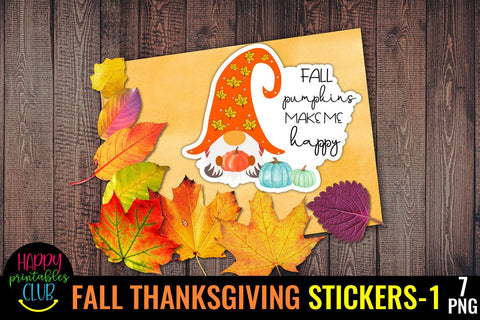 Fall Thanksgiving Stickers- Printable Stickers for Fall Sublimation Happy Printables Club 