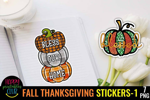 Fall Thanksgiving Stickers- Printable Stickers for Fall Sublimation Happy Printables Club 