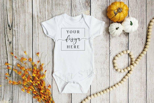 Fall Themed Onesie Mockup Baby Kids Shirt SVG Mock SVG Sly Design Studio 