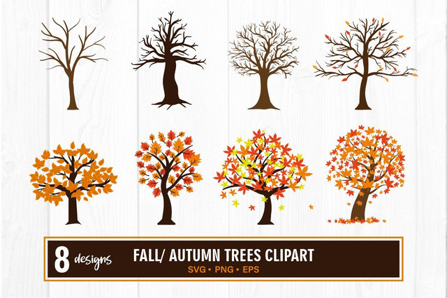 Fall tree clipart bundle svg SVG vectorbundles 