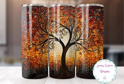 Fall Tree of Life, Mosaic 20 oz Skinny Tumbler Sublimation Design Digital Download PNG Instant DIGITAL ONLY, Straight tumbler wrap. Sublimation Jenn Driscoll 