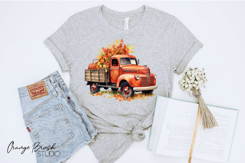 Fall Truck Clipart Bundle: Watercolor Autumn Sublimation Sublimation OrangeBrushStudio 