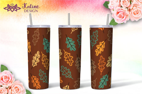 Fall Tumbler, Autumn Tumbler, Leaves tumbler, Autumn Vibes, Fall vibes, Floral tumbler, Tumbler Bundle for 20 oz Skinny Sublimation Wrap Design. Straight and Tapered PNG file Sublimation KatineDesign 