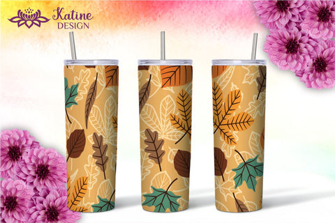 Fall Tumbler, Autumn Tumbler, Leaves tumbler, Autumn Vibes, Fall vibes, Floral tumbler, Tumbler Bundle for 20 oz Skinny Sublimation Wrap Design. Straight and Tapered PNG file Sublimation KatineDesign 
