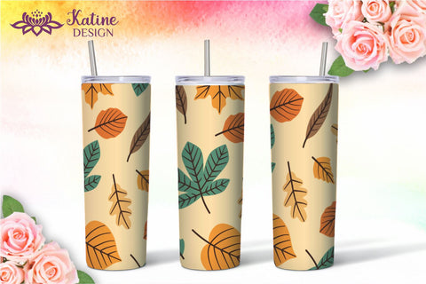 Fall Tumbler, Autumn Tumbler, Leaves tumbler, Autumn Vibes, Fall vibes, Floral tumbler, Tumbler Bundle for 20 oz Skinny Sublimation Wrap Design. Straight and Tapered PNG file Sublimation KatineDesign 