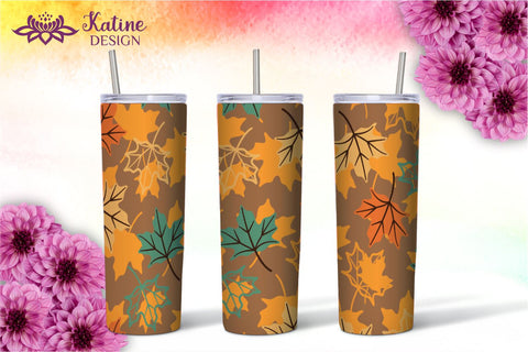 Fall Tumbler, Autumn Tumbler, Leaves tumbler, Autumn Vibes, Fall vibes, Floral tumbler, Tumbler Bundle for 20 oz Skinny Sublimation Wrap Design. Straight and Tapered PNG file Sublimation KatineDesign 