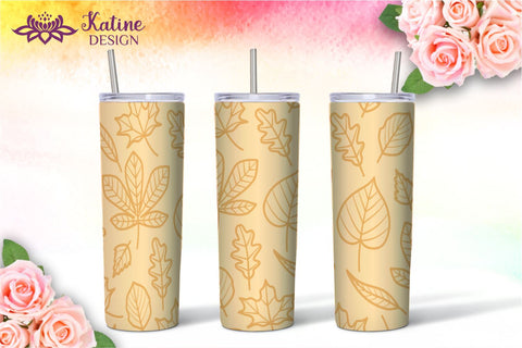 Fall Tumbler, Autumn Tumbler, Leaves tumbler, Autumn Vibes, Fall vibes, Floral tumbler, Tumbler Bundle for 20 oz Skinny Sublimation Wrap Design. Straight and Tapered PNG file Sublimation KatineDesign 