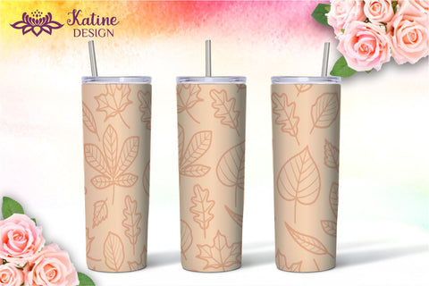 Fall Tumbler, Peach and Blue, Autumn Tumbler, Leaves tumbler, Autumn Vibes, Fall vibes, Floral tumbler, Tumbler Bundle for 20 oz Skinny Sublimation Wrap Design. Straight and Tapered PNG file Sublimation KatineDesign 