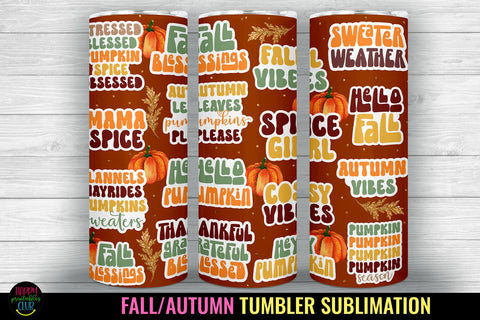 Fall Tumbler Sublimation I Autumn Tumbler Wrap I Thanksgiving Sublimation Happy Printables Club 