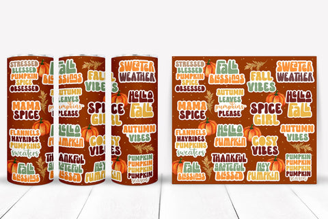 Fall Tumbler Sublimation I Autumn Tumbler Wrap I Thanksgiving Sublimation Happy Printables Club 