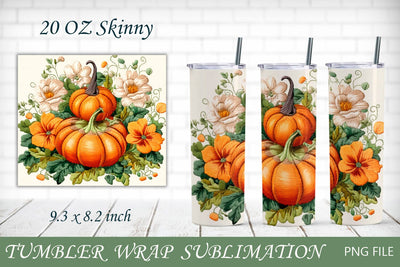 Fall tumbler wrap sublimation, Autumn tumbler with pumpkin Sublimation AnastasiyaArtDesign 