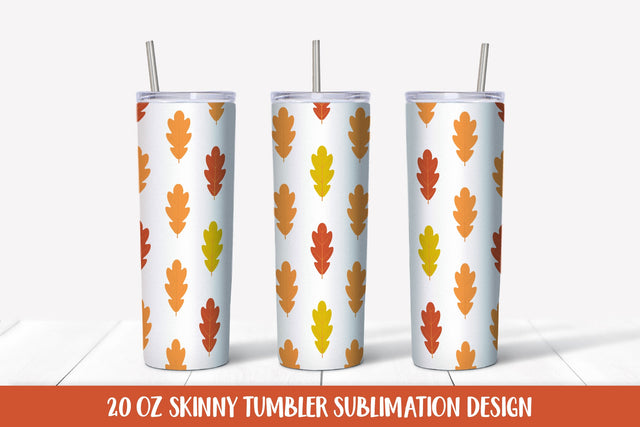 Fall Tumbler Wrap Sublimation. Oak Leaves Skinny Tumbler Sublimation LaBelezoka 